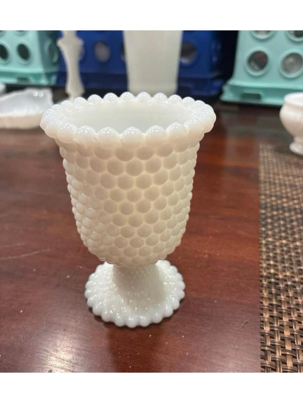 Milk Glass Hobnail bud vase